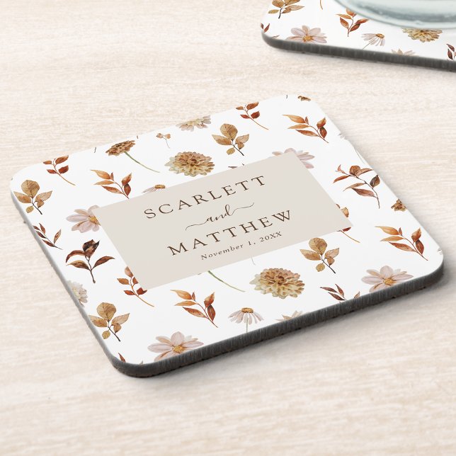 Dessous de verre pour mariage d'automne (Fall Leaves Wedding Coaster by Painted Paperie
)