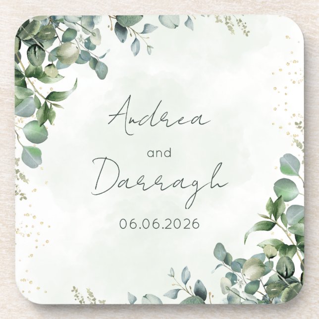 Dessous de verre pour mariage Eucalyptus 1001A (Devant)