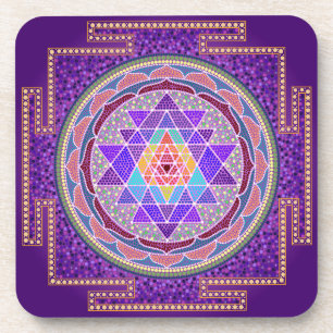 Dessous de verre pourpres de Sri Yantra