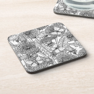 Dessous-de-verre Pré Dandelion en noir et blanc