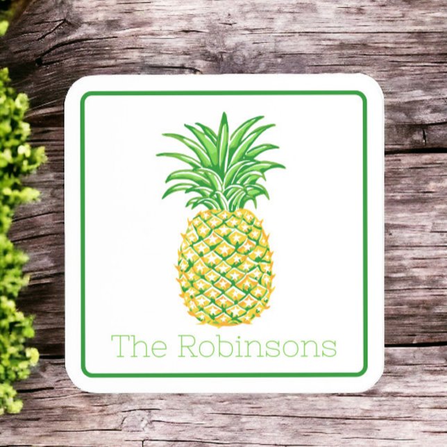 Dessous-de-verre Preppy Yellow Pineaaple Personnalisé (Créateur téléchargé)