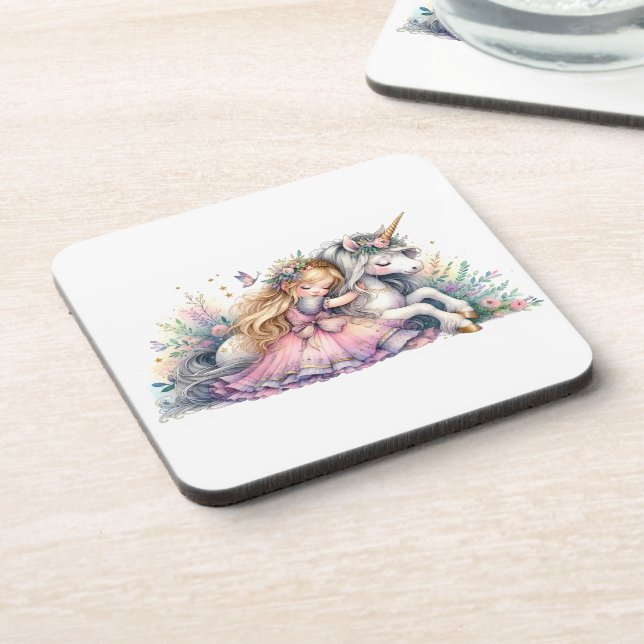 Dessous-de-verre Princesse Licorne Pastel Conte de Fée Fantastique (Côté gauche)