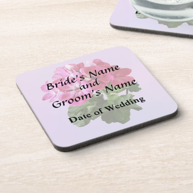 Dessous-de-verre Produit de mariage au géranium magenta (Côté gauche)