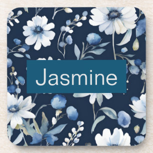 Dessous-de-verre Professionnel Moderne Minimaliste Blue Floral Nom