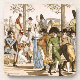 Dessous-de-verre Promenade chez Longchamps, 1802 (gravure)
