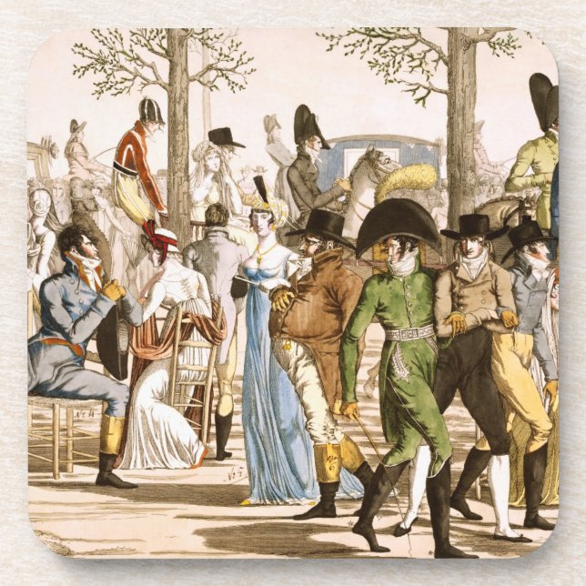 Dessous-de-verre Promenade chez Longchamps, 1802 (gravure) (Devant)
