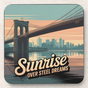 Dessous-de-verre Promenade matinale sur le pont de Brooklyn