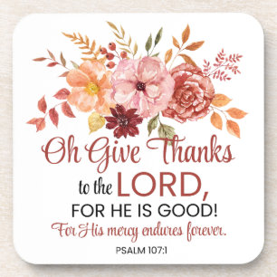 Dessous-de-verre Psaume 107:1 Oh Remerciez le Seigneur Floral Fall
