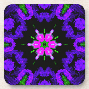 Dessous-de-verre Psychédélique Hippie Fleur rose violet et vert