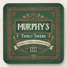 Pub irlandais personnalisé Famille Tavern Vert vin