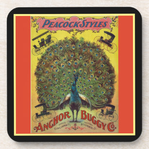 Dessous-de-verre Publicité de la compagnie de calèche paon antique