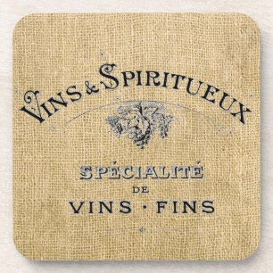 Dessous-de-verre Publicité sur le vin français sur Burlap