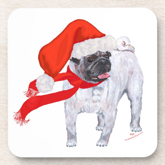 Dessous-de-verre Pug de Christmas (Devant)