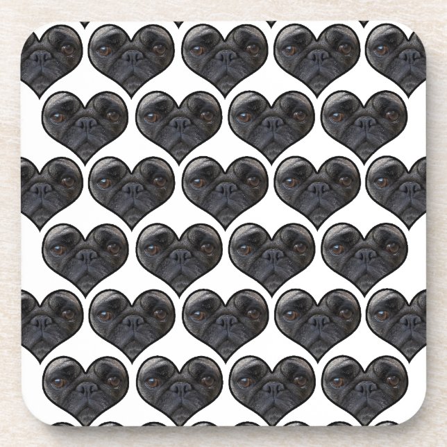 Dessous-de-verre Pug Hearts (Devant)