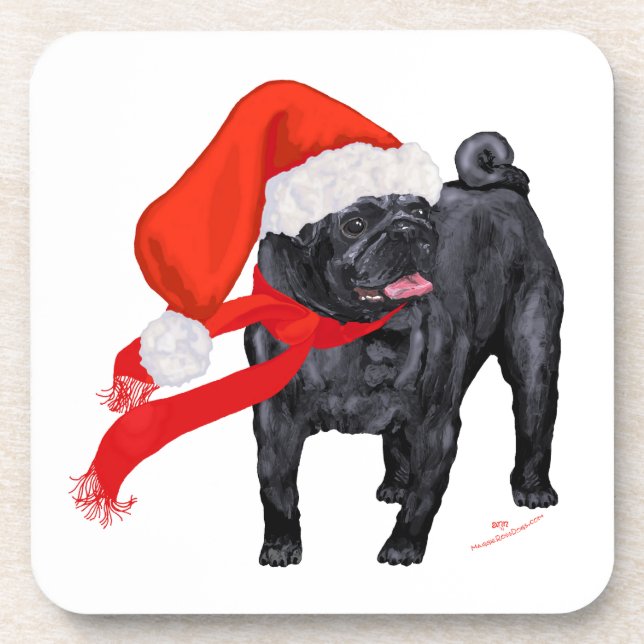 Dessous-de-verre Pug l'aide du Père Noël (Devant)