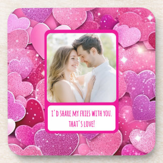 Dessous-de-verre Purple Coeurs Roses Partager Mes Fries