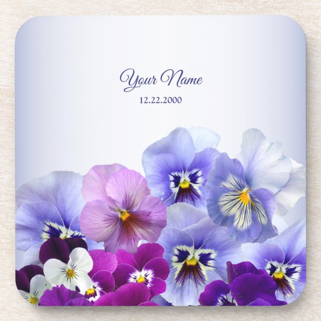 Dessous-de-verre Purple Lilac Pansy Floral Rustic Wedding Party (Devant)