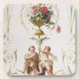 Dessous-de-verre Putti parmi des butins des fleurs et du feuille