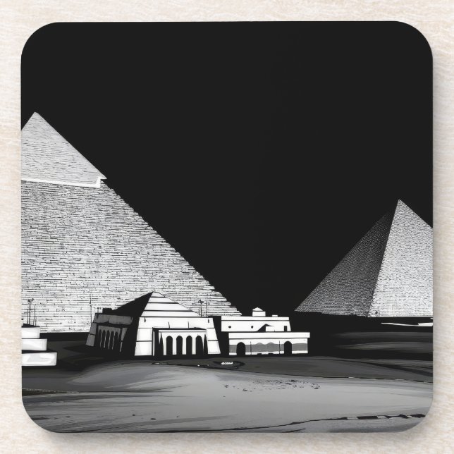 Dessous-de-verre Pyramides noires et blanches (Devant)