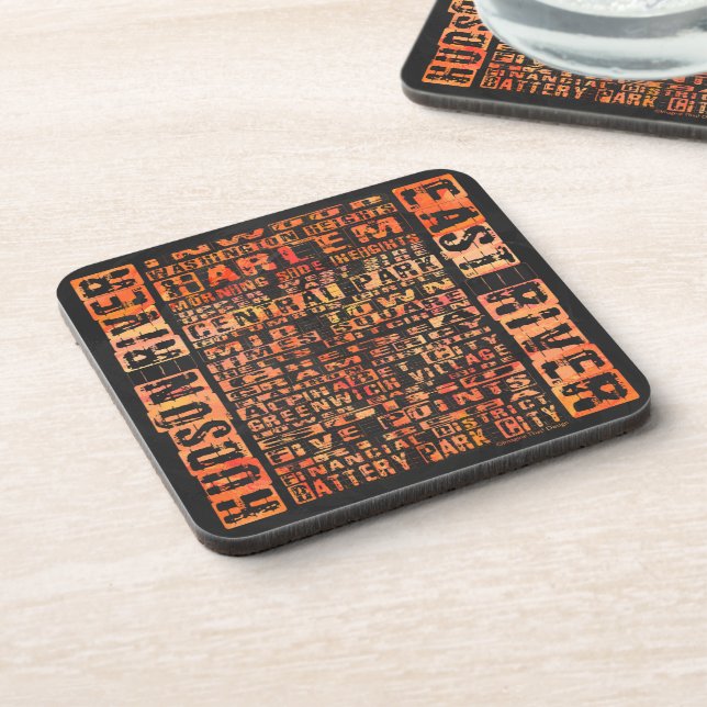 Dessous-de-verre Quartiers de NYC Orange (Côté gauche)