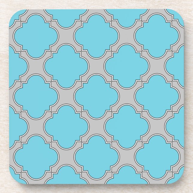 Dessous-de-verre Quatrefoil bleu et gris (Devant)