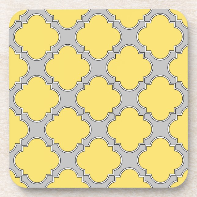 Dessous-de-verre Quatrefoil jaune et gris (Devant)