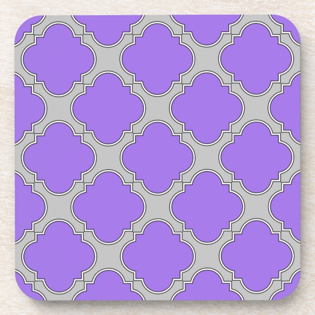 Dessous-de-verre Quatrefoil violet et gris (Devant)