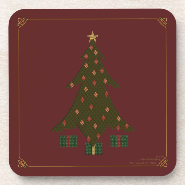 Dessous-de-verre Quilted Christmas Square Coaster (Devant)