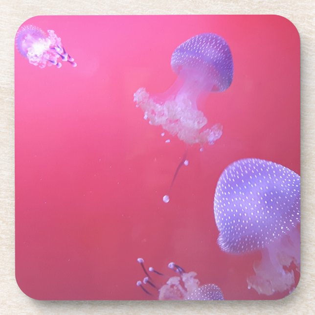 Dessous-de-verre Quirky Jellyfish in the Pink Water (Devant)