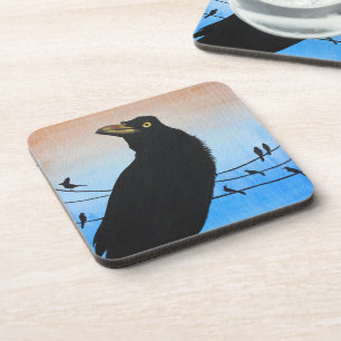 Dessous-de-verre Quiscale Austin Texas Oiseau Nature Faune Peinture