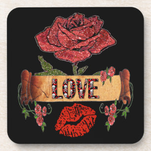 Dessous-de-verre RAB Rockabilly Roses, Love & Lipstick