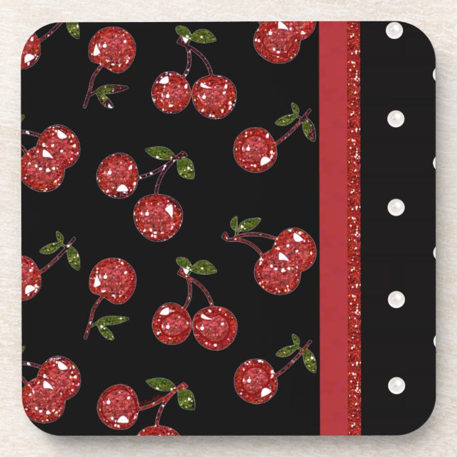 Dessous-de-verre RAB Rockabilly Très Cerises Noires (Devant)