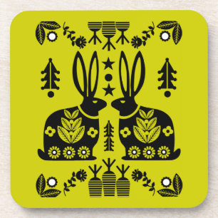 Dessous-de-verre Rabbit Nordic Scandinavian Folk Art