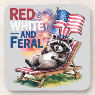 Dessous-de-verre Raccoon Rouge Blanc Et Feral