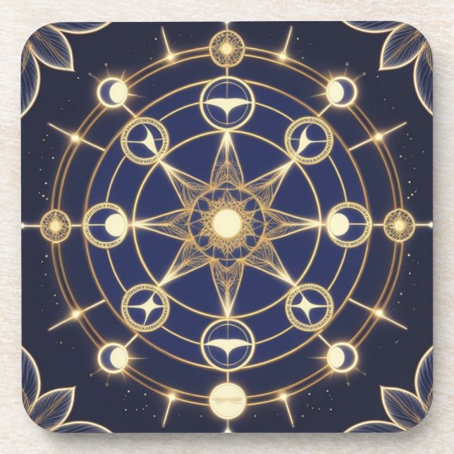 Dessous-de-verre Radiance Divine – Mandala Doré de l'Éveil (Devant)