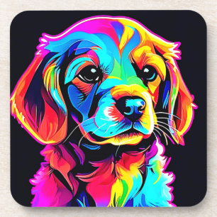 Dessous-de-verre Rainbow Dog Portrait Art