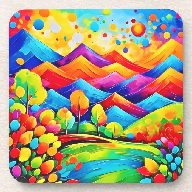 Dessous-de-verre Rainbow Mountains Paysage Abstrait (Devant)