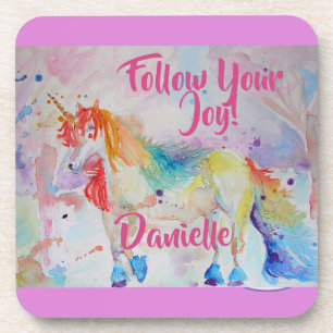 Dessous de verre Rainbow Unicorn Watercolor Pink N