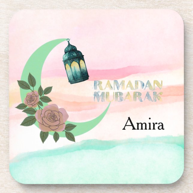 Dessous-de-verre Ramadan aquarelle – Croissant de Lune  (Devant)