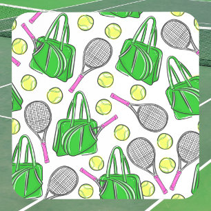 Dessous-de-verre Raquette de tennis rose preppy et sac de tennis ve