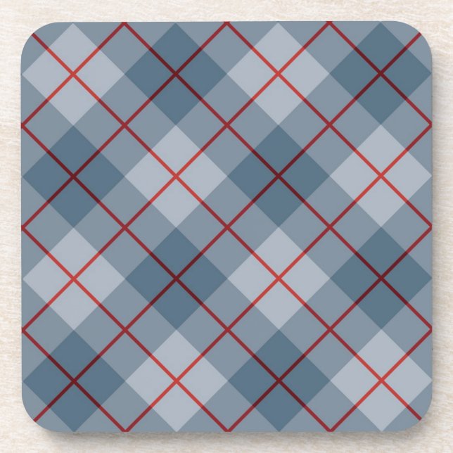 Dessous-de-verre Rayure Bleu-Rouge de plaid polarisé (Devant)