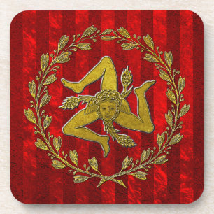 Dessous-de-verre Rayure olive sicilienne de rouge de guirlande de