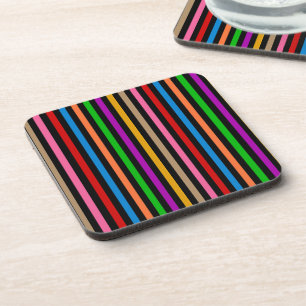Dessous-de-verre Rayures arc-en-ciel colorées - Noir