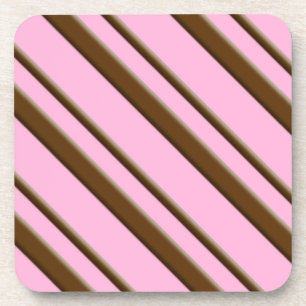 Dessous-de-verre Rayures de bonbon, rose et brun chocolat