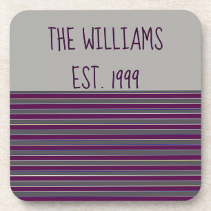 Dessous-de-verre Rayures grises et pourpres mignonnes