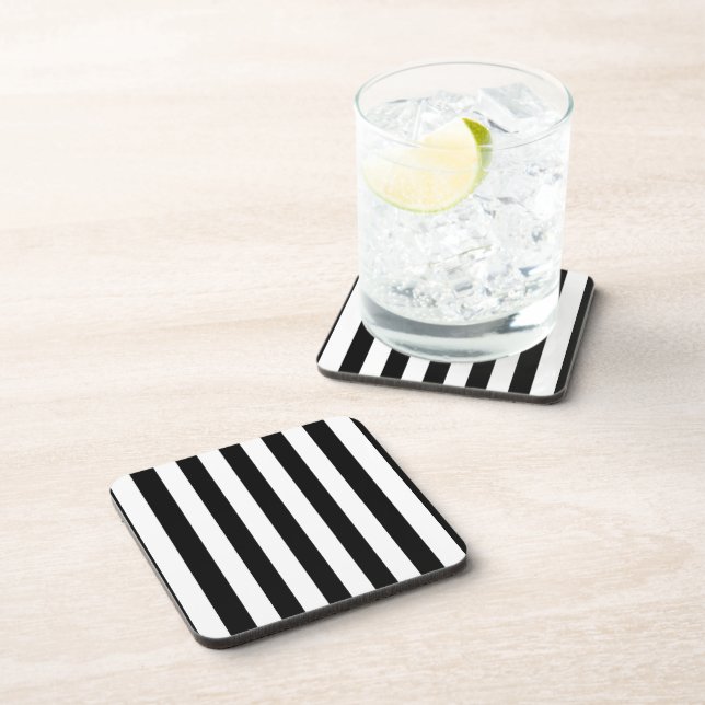 Dessous-de-verre Rayures noires et blanches motif rayure chic moder (Côté Droit)