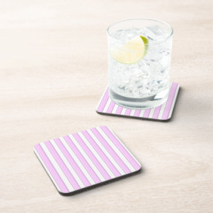 Dessous-de-verre Rayures roses sur fond blanc