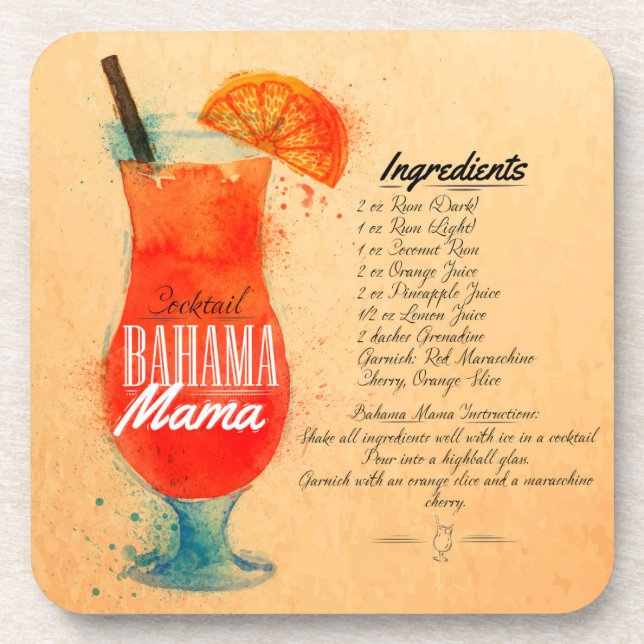 Dessous-de-verre Recette Bahama Mama (Devant)