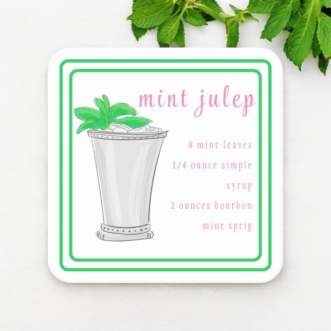 Dessous-de-verre Recette de Bar Mint Julep de Derby Bordure Verte (Créateur téléchargé)