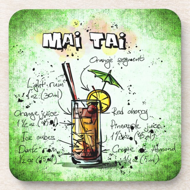 Dessous-de-verre Recette de boisson Mai Tai (Devant)